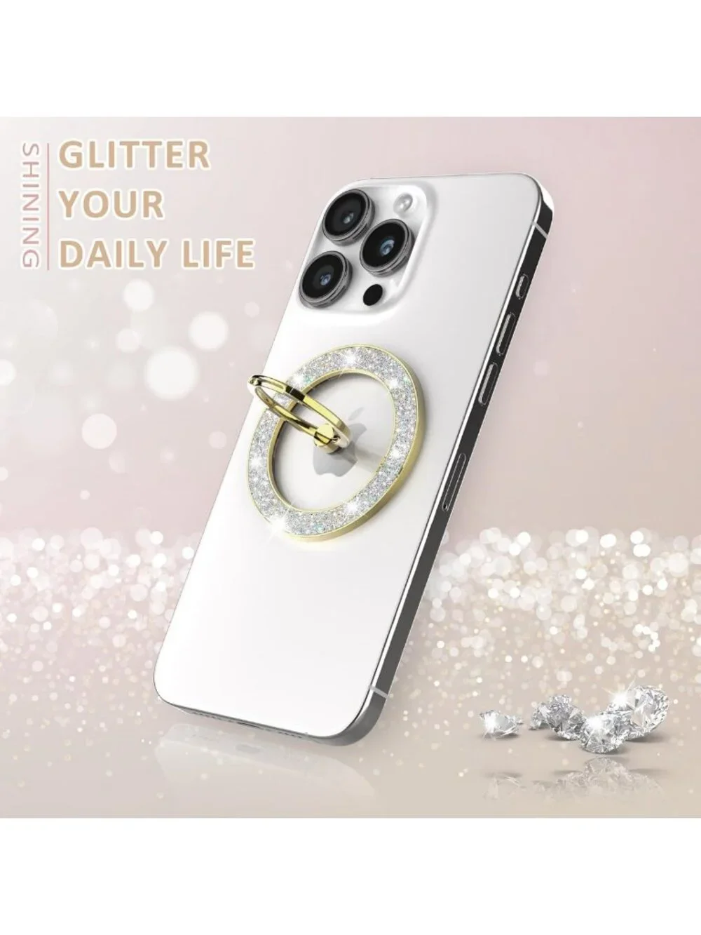 Glitter Magnetic Phone Ring Holder - 360° Rotation Grip Stand for MagSafe